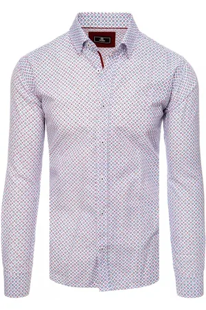 D-Street Vzorovaná pánská košile slim fit v bílé barvě