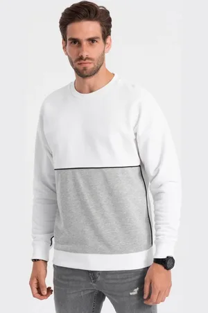 Ombre Clothing Neobvyklá mikina v šedé barvě V1 OM-SSNZ-0130