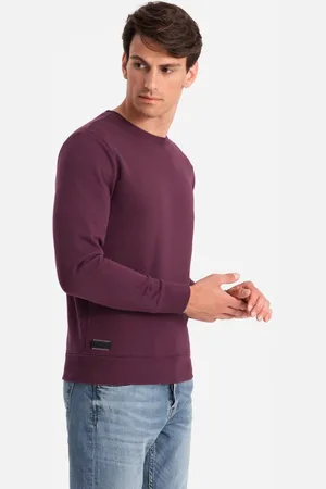 Ombre Clothing Základní bavlněná pánská mikina ve vínové barvě V3 om-ssbn-0159