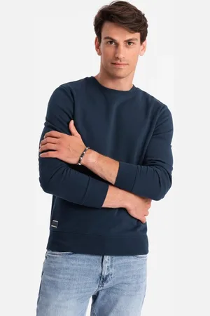 Ombre Clothing Základní bavlněná pánská mikina v modré barvě V1 om-ssbn-0159