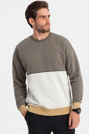 Ombre Clothing Neobvyklá mikina v hnědé barevné kombinaci V7 OM-SSNZ-0130