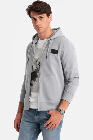 Ombre Clothing Moderní šedá mikina na zip V1 SSZP-0140