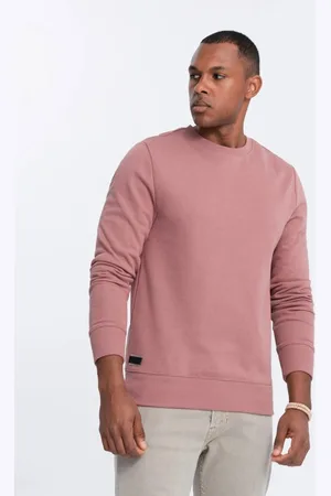 Ombre Clothing Základní bavlněná pánská mikina v tmavě růžové barvě V4 om-ssbn-0159