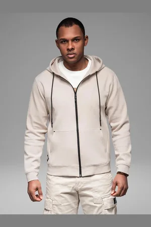 Ombre Clothing Volnočasová písková pánská mikina V6 SSZP-0213