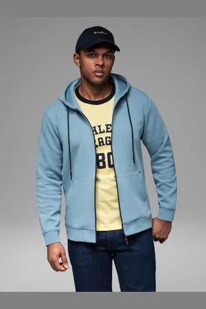 Ombre Clothing Ležérní světle modrá pánská mikina V4 SSZP-0213