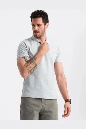 Ombre Clothing Bavlněná jednobarevná pánská polokošile šedá v20 om-pobs-0100