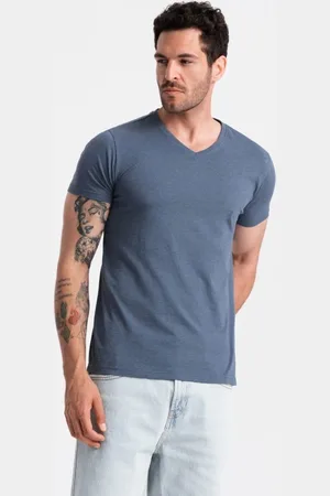 Ombre Clothing Bavlněné pánské tričko modré v18 om-tsbs-0145