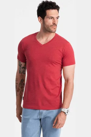 Ombre Clothing Bavlněné pánské tričko červené v17 om-tsbs-0145