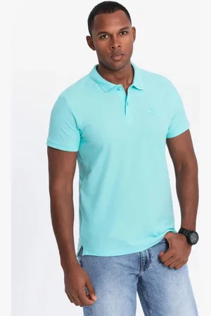 Ombre Clothing Bavlněná jednobarevná pánská polokošile mint v18 om-pobs-0100