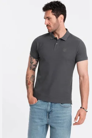 Ombre Clothing Bavlněná jednobarevná pánská polokošile šedá v3 om-pobs-0100
