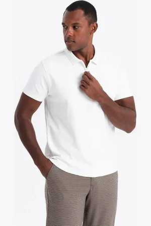 Ombre Clothing Bílá polokošile s ozdobným zipem V1 POSS-0132