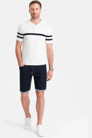 Ombre Clothing Pánské džínové šortky tmavě modré v1 om-srds-0134
