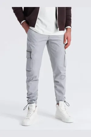 Ombre Clothing Šedé pánské sportovní kalhoty v3 om-pacg-0196
