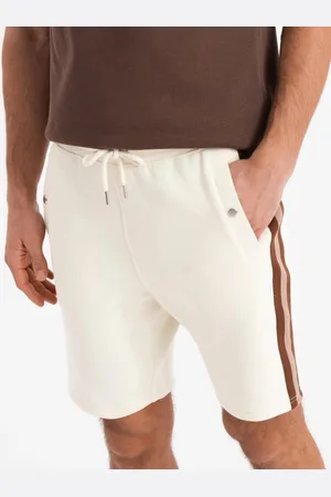 Ombre Clothing Módní hnědé šortky s pásky V16 SRBC-0101