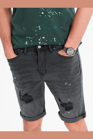 Ombre Clothing Moderní šedé džínové šortky s odřeninami V3 SRDS-0186