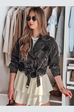D-Street Trendy černá džínová bunda do pasu RAMMATR