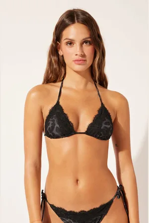 Calzedonia Trojúhelníková podprsenka s pohyblivými košíčky a zvířecím potiskem k plavkám Daloa Žena