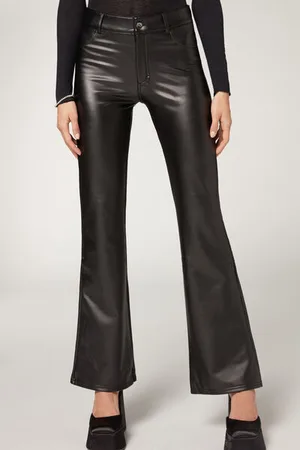 Calzedonia Zvonové termo legíny s koženým efektem Žena