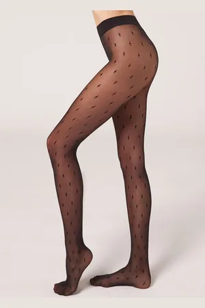 Calzedonia Jemné 30denové kárované punčocháče Žena