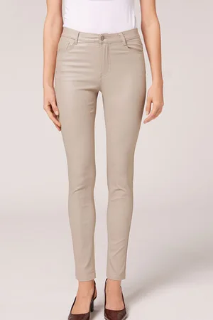 Calzedonia Přiléhavé Legíny s Koženým Efektem Žena
