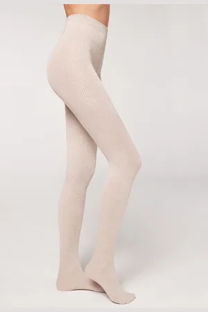 Calzedonia Žebrované punčocháče s příměsí kašmíru Žena