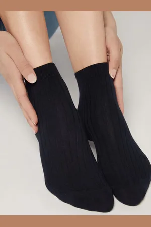 Calzedonia Krátké Žebrované Ponožky ze Směsi Bavlny a Kašmíru Žena