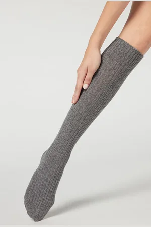 Calzedonia Dlouhé Dámské Žebrované Ponožky s Vlnou a Kašmírem Žena