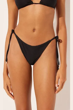 Calzedonia Tanga se šňůrkami k plavkám 3D Black Waves Žena