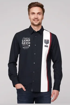 Camp David Košile s dlouhým rukavem, barevnými bloky a artworky - blue navy