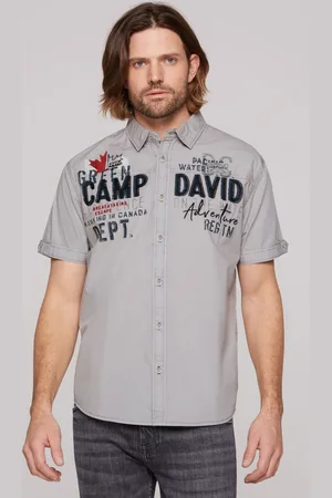 Camp David Košile s kratkým rukavem s vintage sepranim a artworkem - polo grey