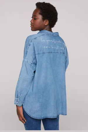 Soccx Oversized džinova halenka s potiskem - blue vintage