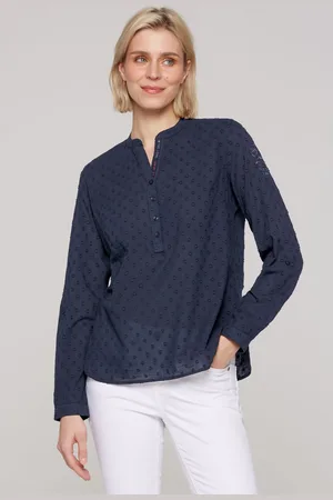 Soccx Strukturovana halenka s tunikovým výstřihem - blue navy