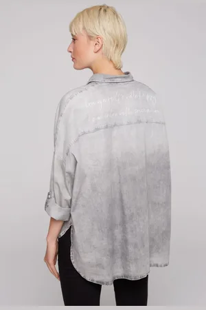 Soccx Oversized džinova halenka s potiskem - light grey bleached