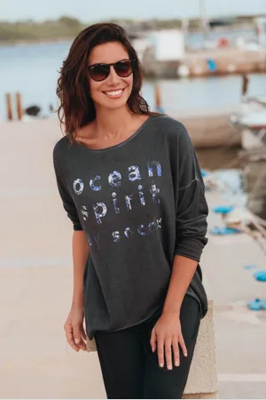 Soccx Oversized svetr vintage vzhledu s artworkem - blue navy