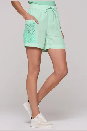 Soccx Lněne kraťasy s kapsami - leafy mint