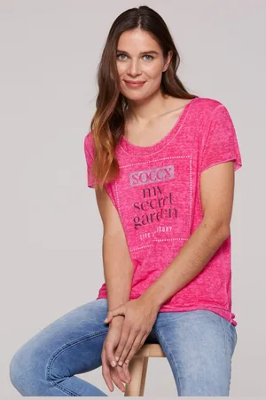 Soccx Tričko ve vrstvenem provedeni, 2-dilne - floral pink