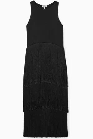 COS FRINGED TIERED MIDI DRESS