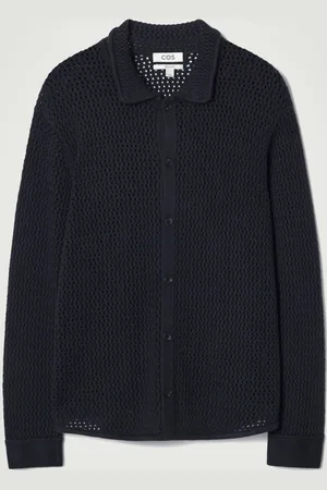 COS COLLARED OPEN-KNIT WOOL CARDIGAN