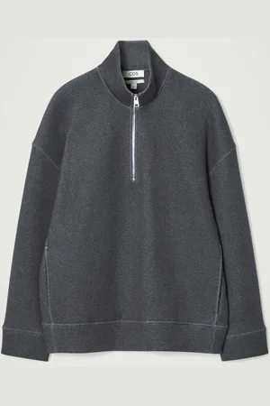 COS OVERSIZED SCUBA-JERSEY HALF-ZIP SWEATSHIRT