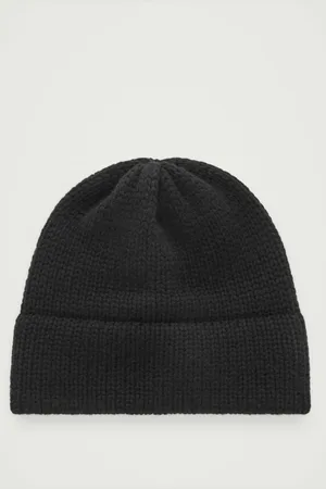 COS RIBBED CASHMERE-BLEND STITCHED-BRIM BEANIE