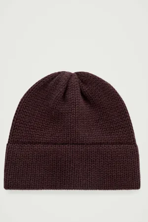 COS RIBBED CASHMERE-BLEND STITCHED-BRIM BEANIE