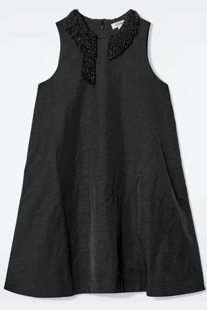 COS EMBELLISHED RACER-NECK DRESS