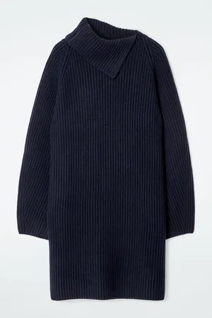 COS WRAP-COLLAR WOOL DRESS