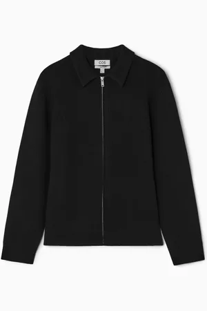 COS RIB-KNIT WOOL ZIP-UP JACKET