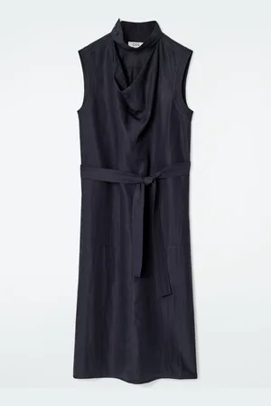 COS CUTOUT COWL-NECK MIDI DRESS