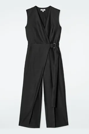 COS WRAP-FRONT LINEN JUMPSUIT
