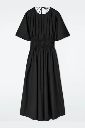 COS GATHERED OPEN-BACK MIDI DRESS