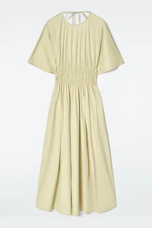 COS GATHERED OPEN-BACK MIDI DRESS