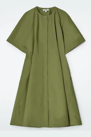COS RAGLAN-SLEEVE COTTON MIDI DRESS