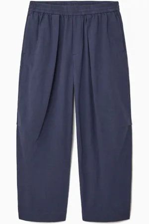 COS PLEATED WIDE-LEG CHAMBRAY TROUSERS